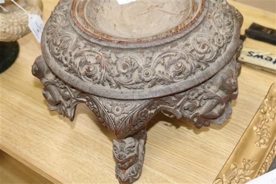 A Burmese carved wood stand height 21cm